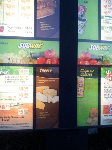 Subway меню
