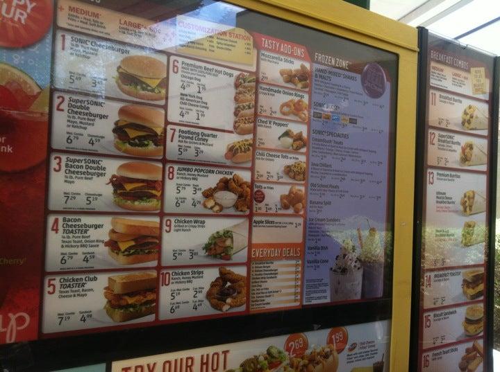 Sonic Drive-In меню