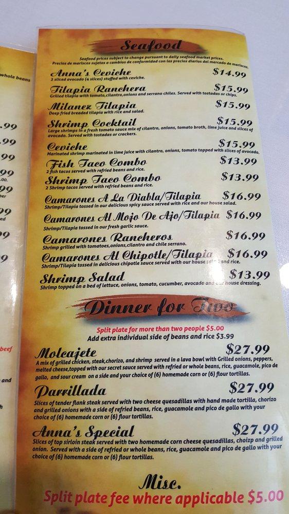 Anna's Mexican Grill меню