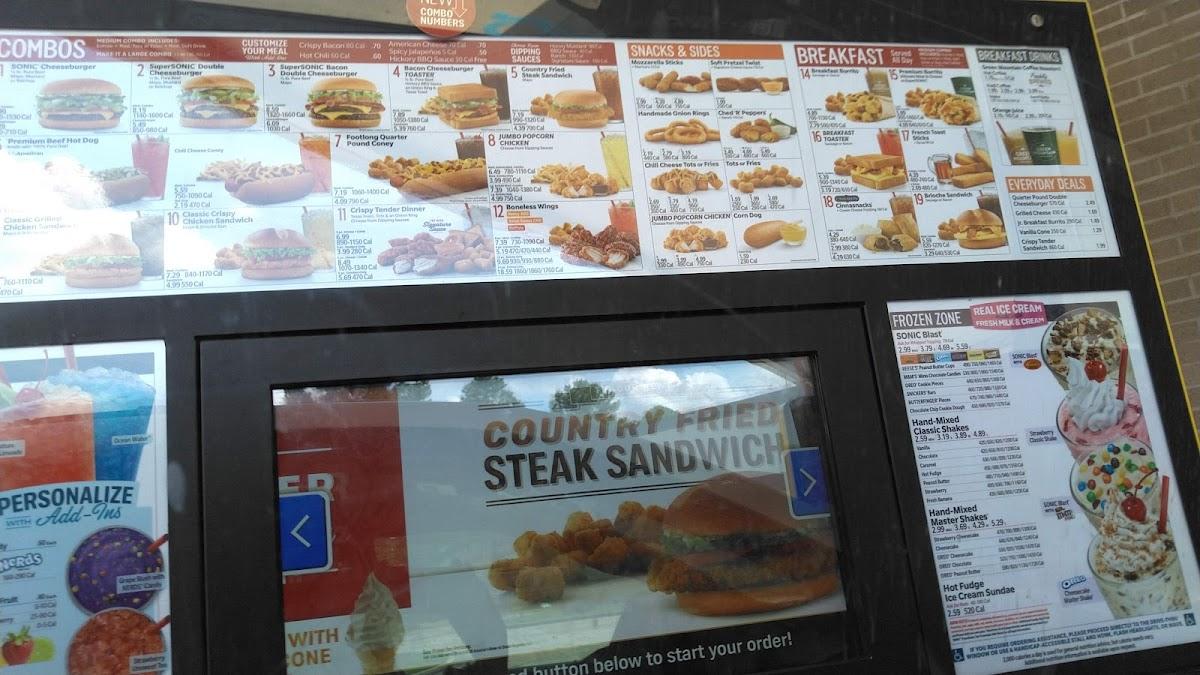 Sonic Drive-In меню
