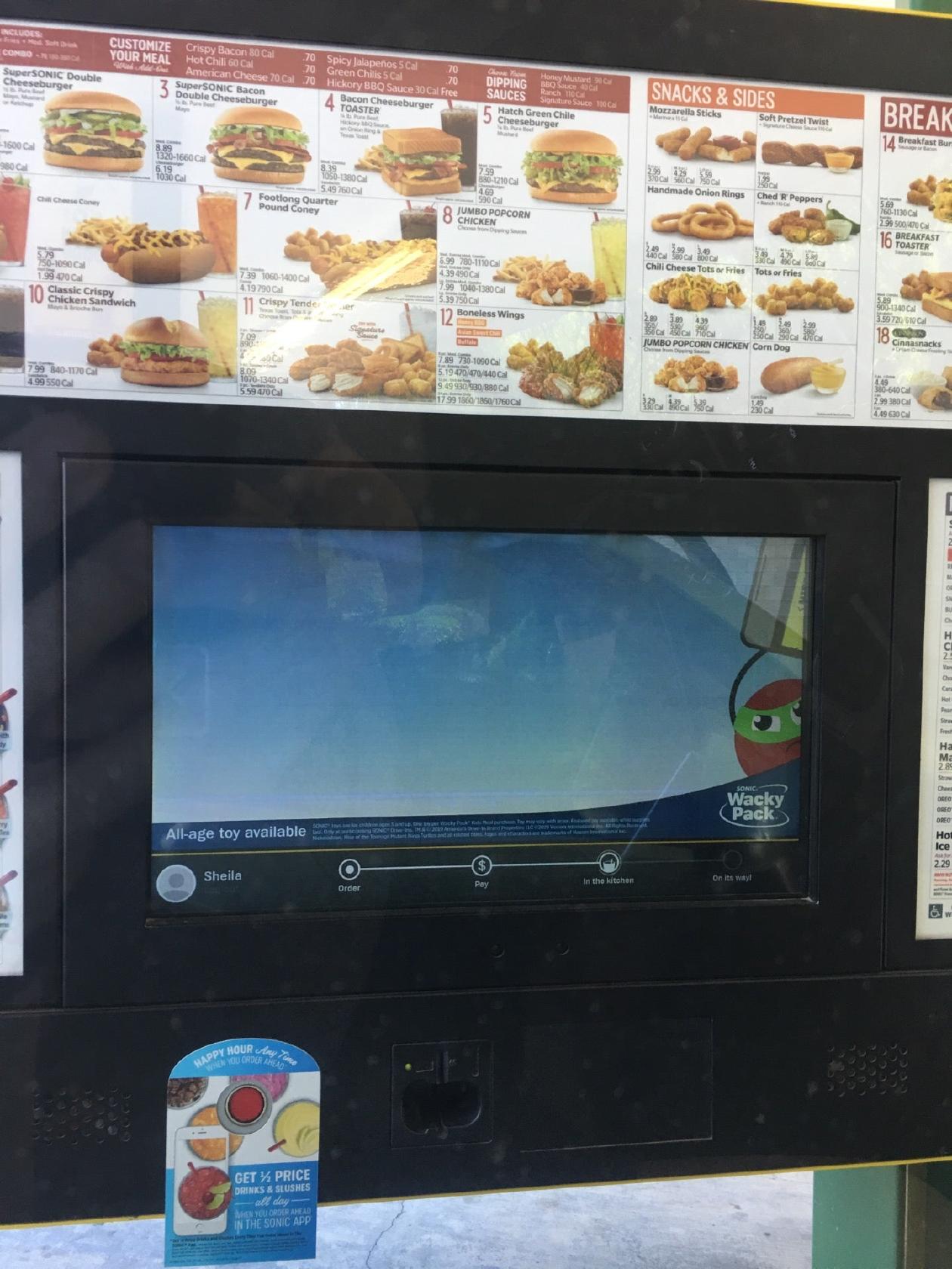 Sonic Drive-In меню