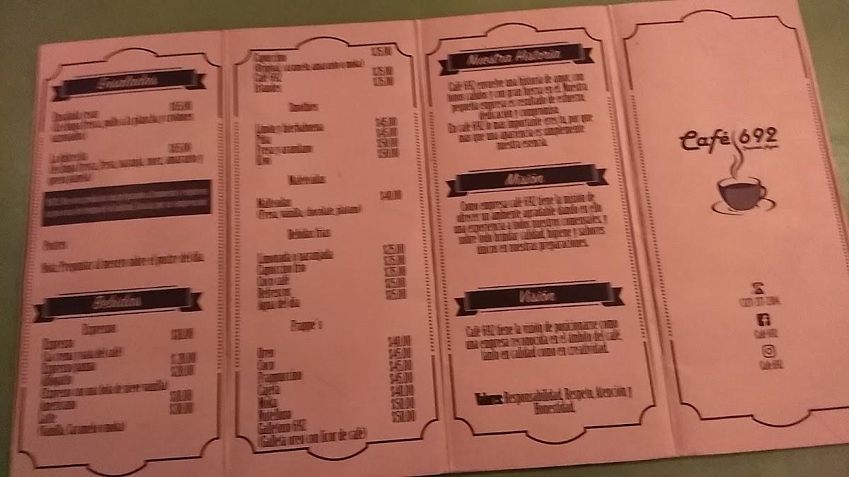 Café 692 меню