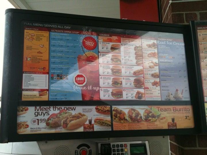 Sonic Drive-In меню