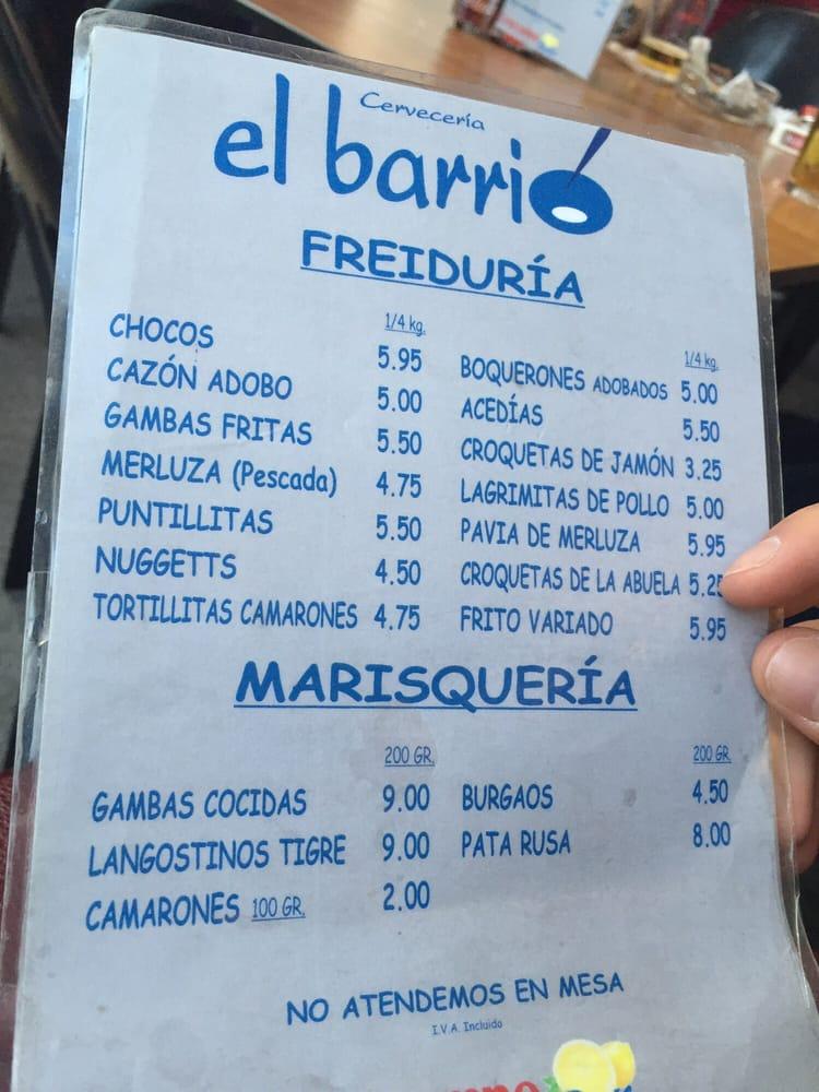 Cervecería El Barrio меню