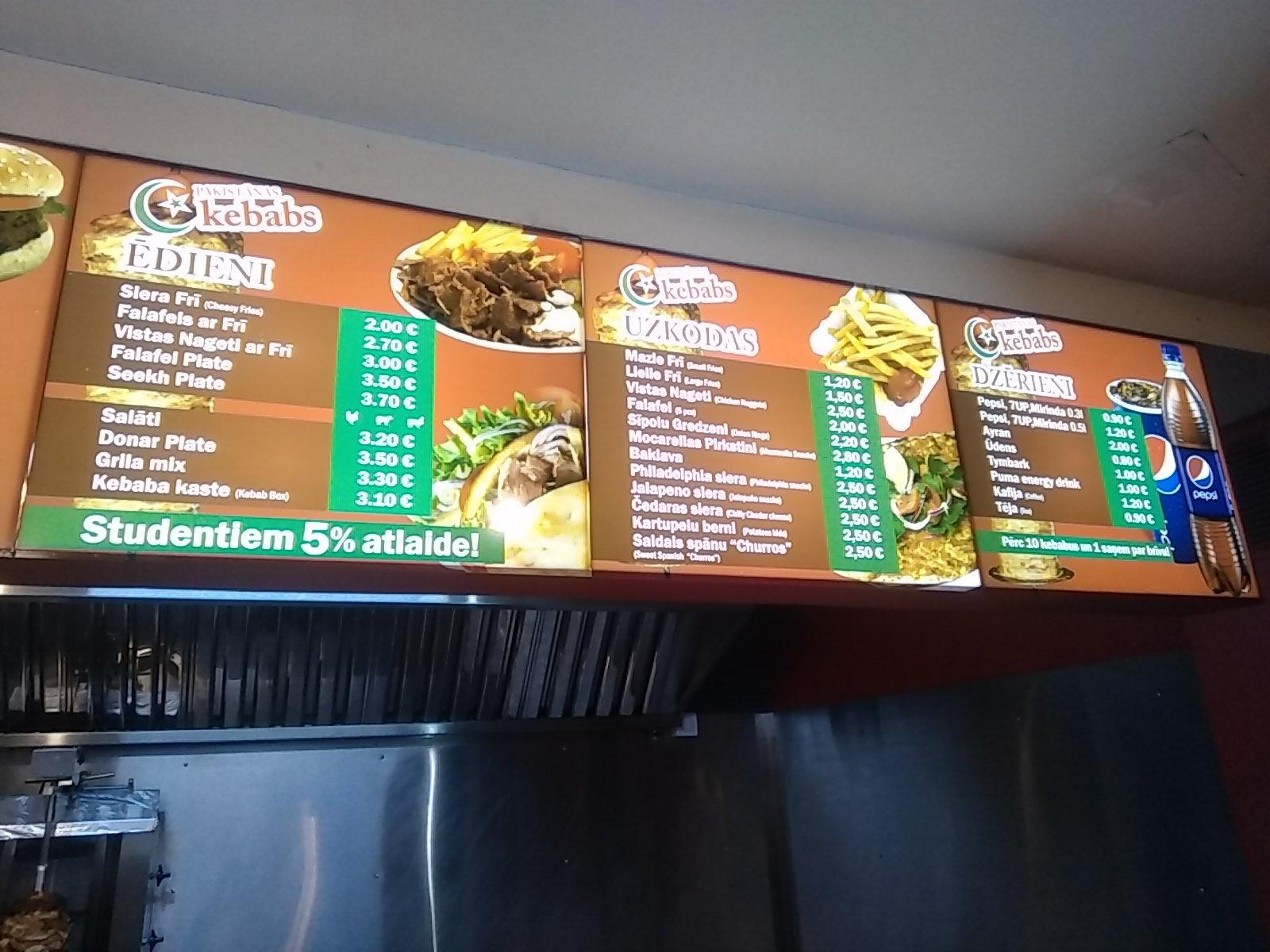 Pakistānas Kebabs меню