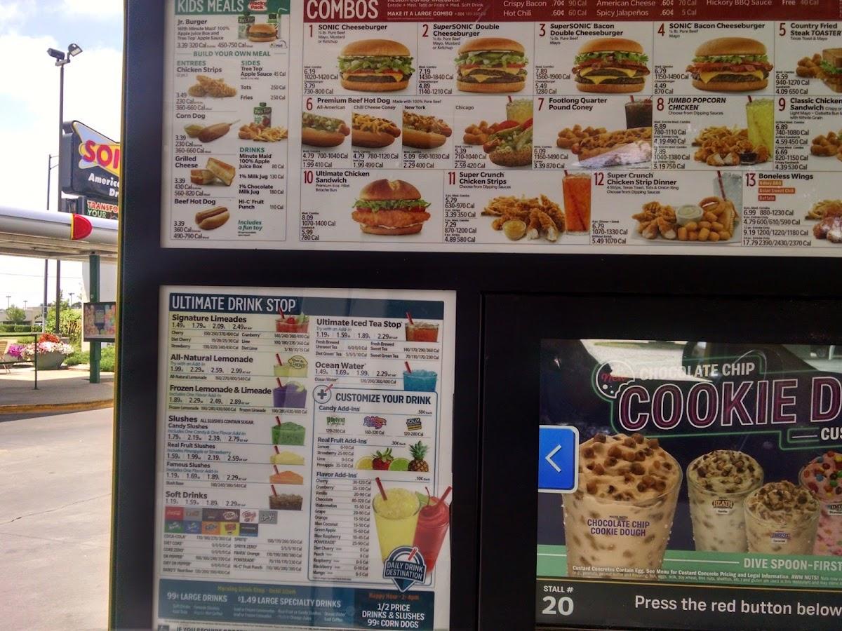 Sonic Drive-In меню