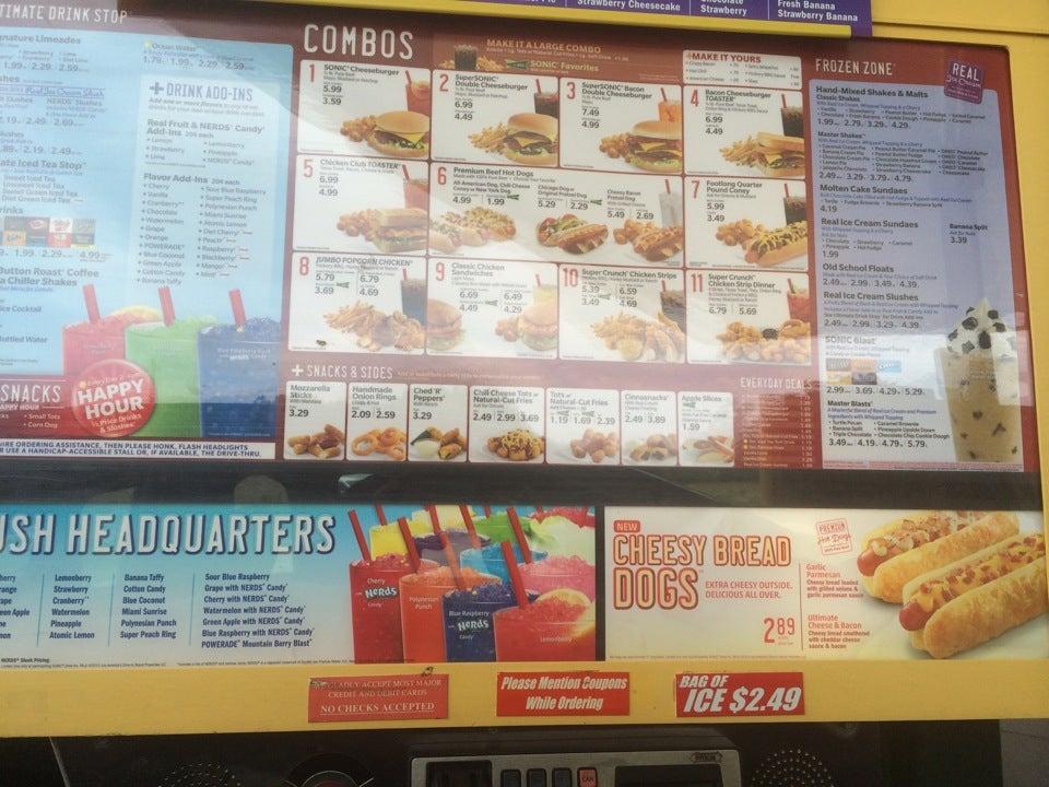 Sonic Drive-In меню