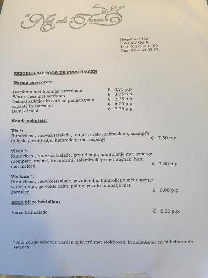 NET ALS TOEN меню