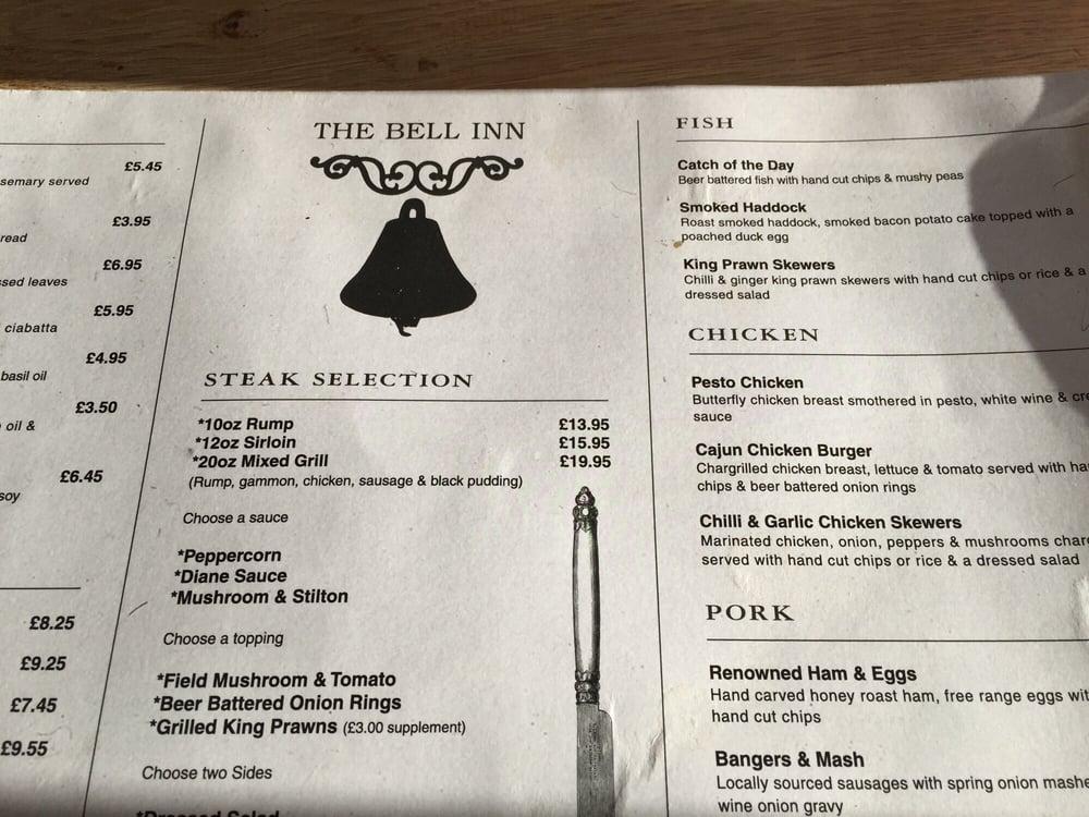 The Bell Inn меню