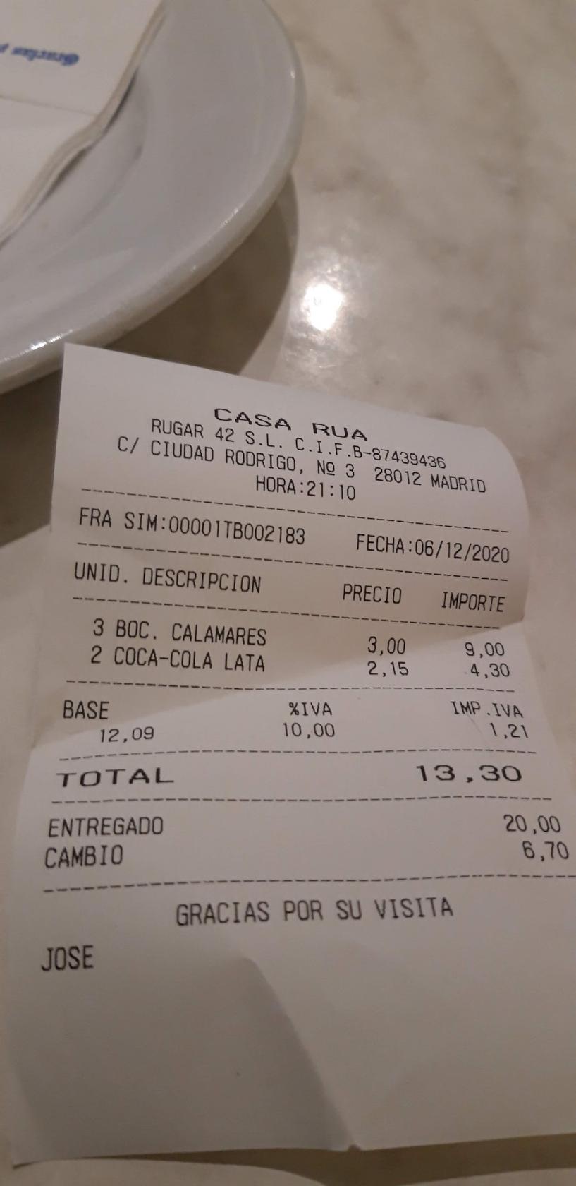 Mesón La Rua меню