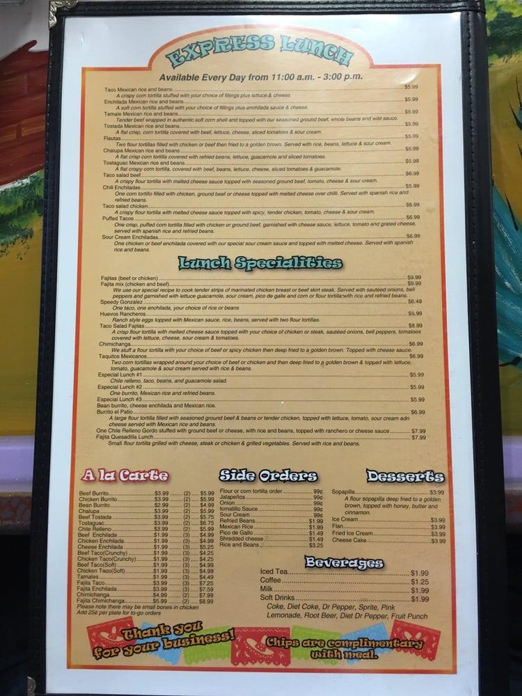 El Patio меню