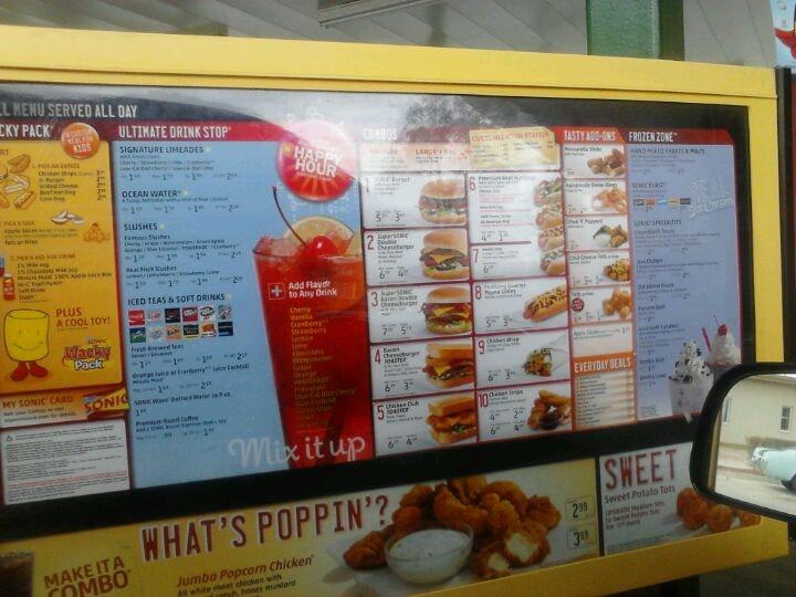Sonic Drive-In меню