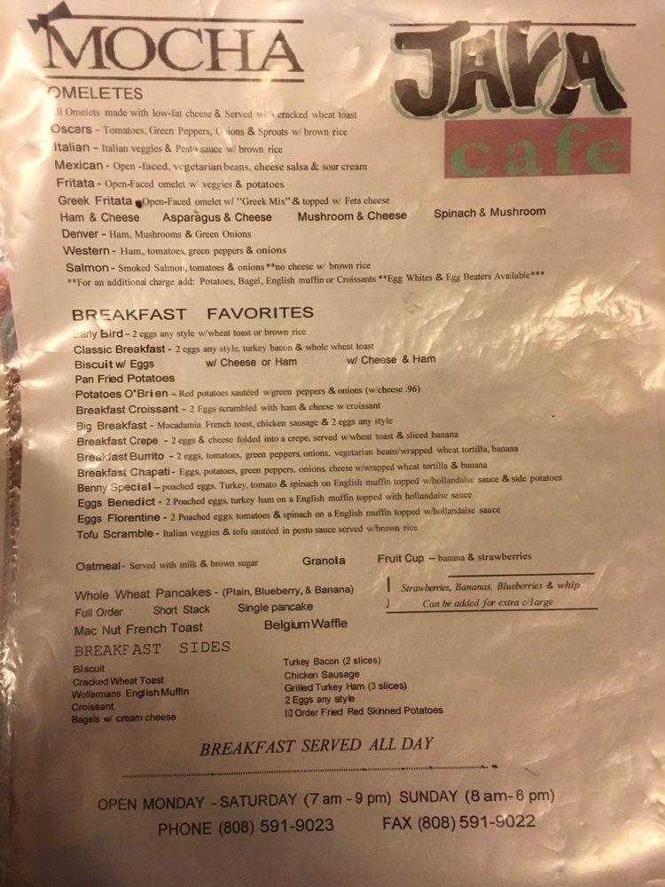 Mocha Java Cafe меню