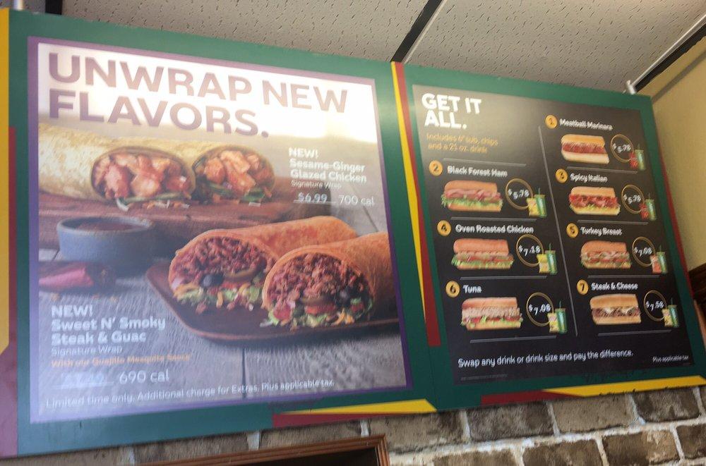 Subway меню