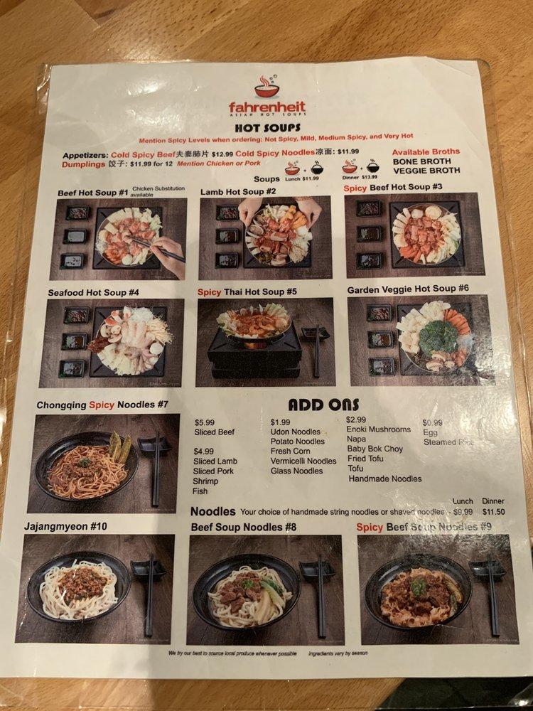 Fahrenheit Asian меню