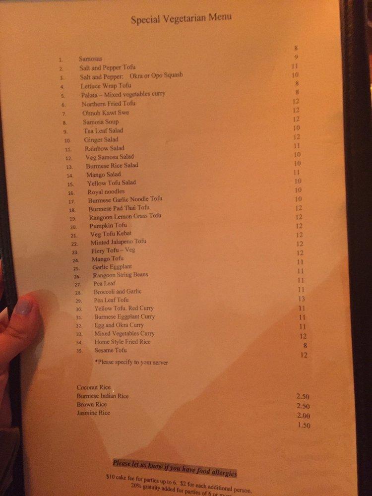 Royal Rangoon меню