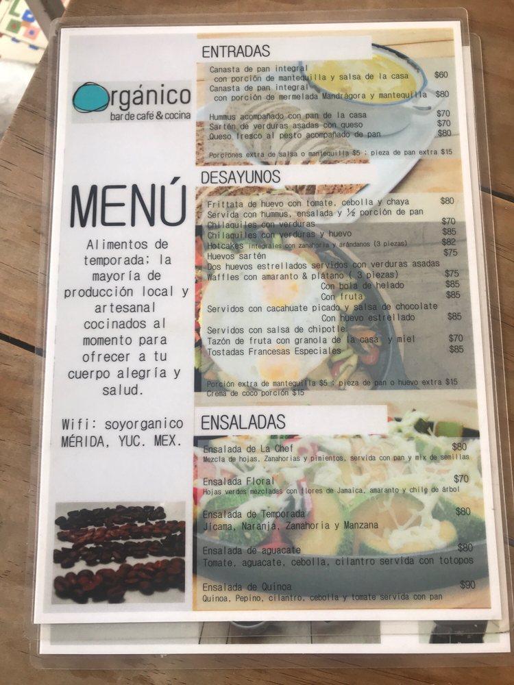 Organico Cafe меню