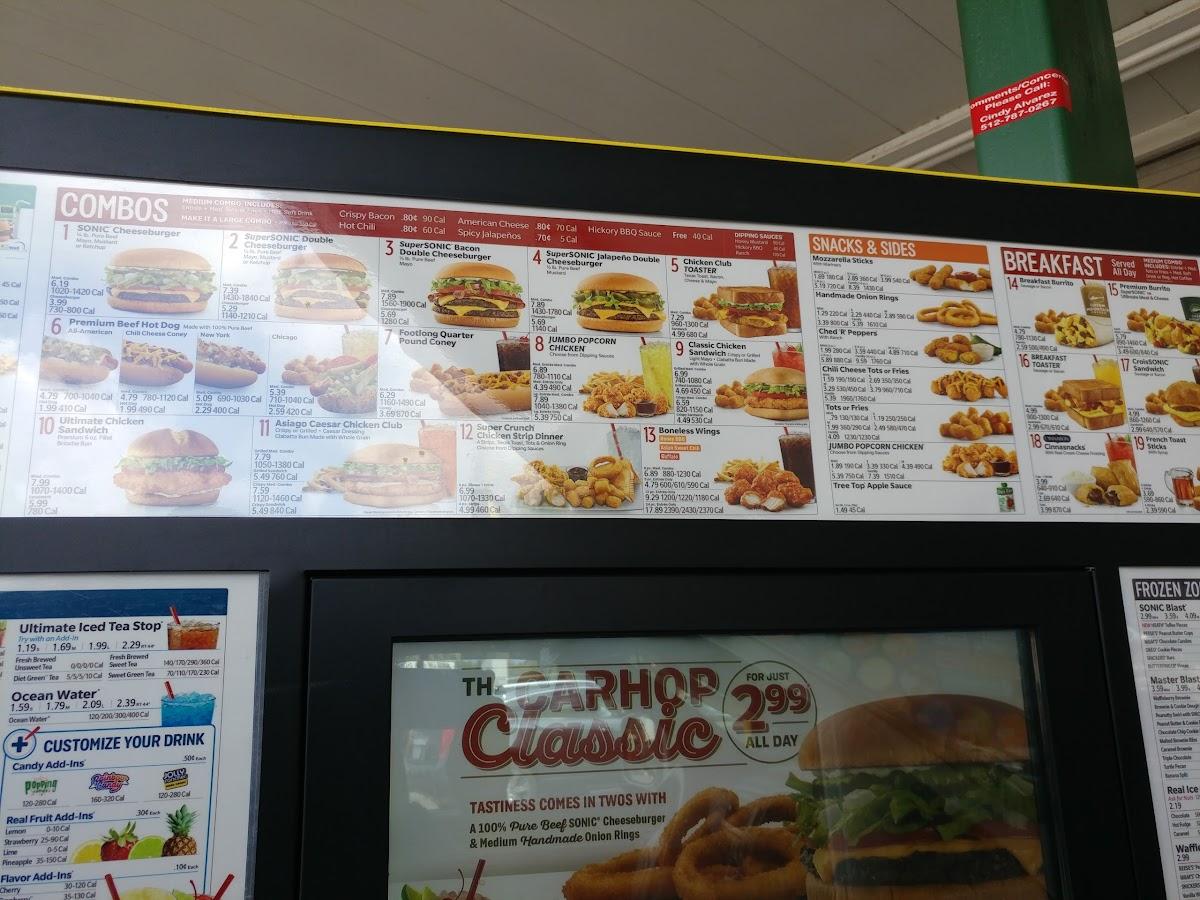 Sonic Drive-In меню