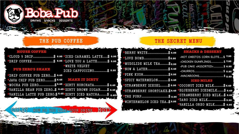 Boba Pub меню
