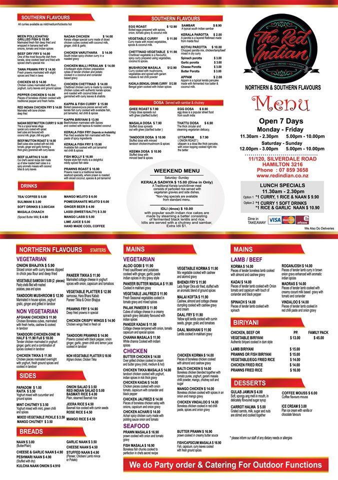 The Red Indian Restaurant меню