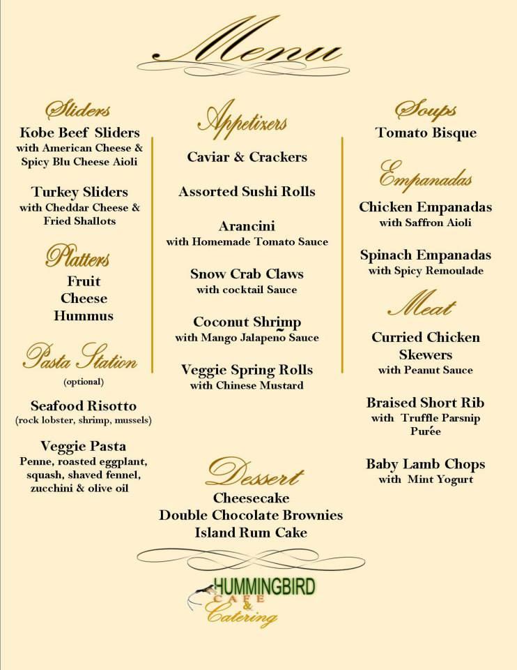 Hummingbird Cafe меню