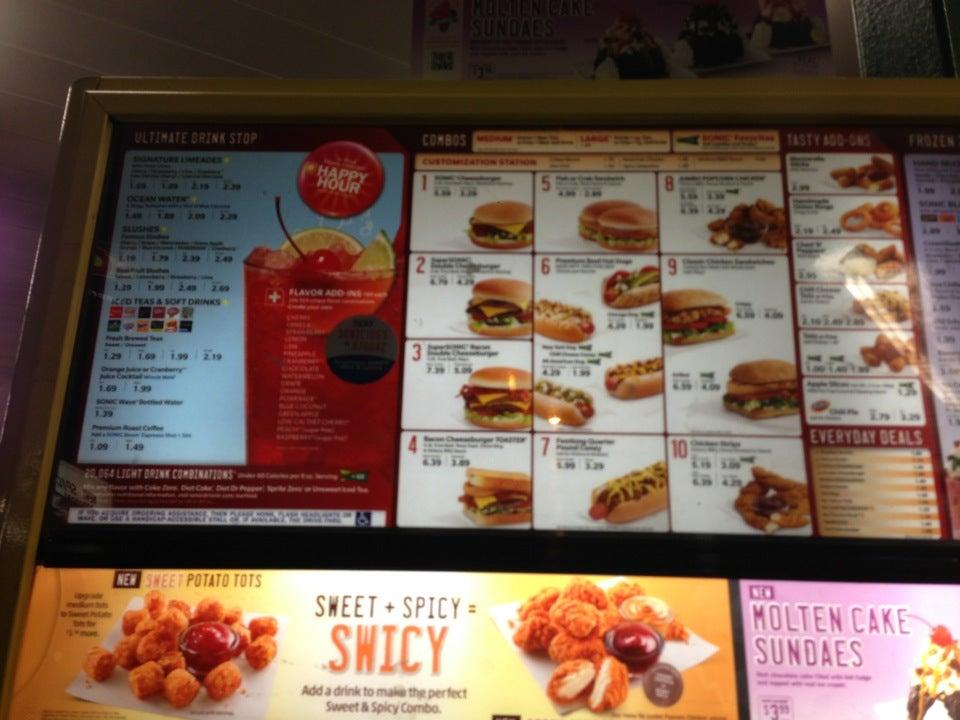 Sonic Drive-In меню