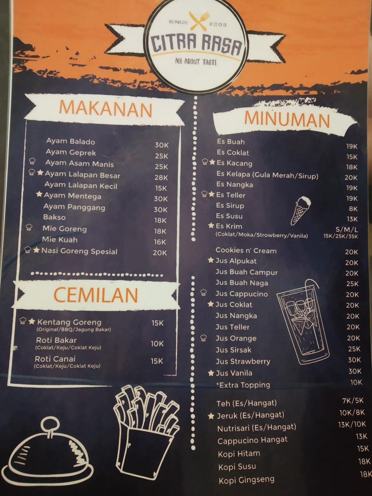 Kafe Citra Rasa меню