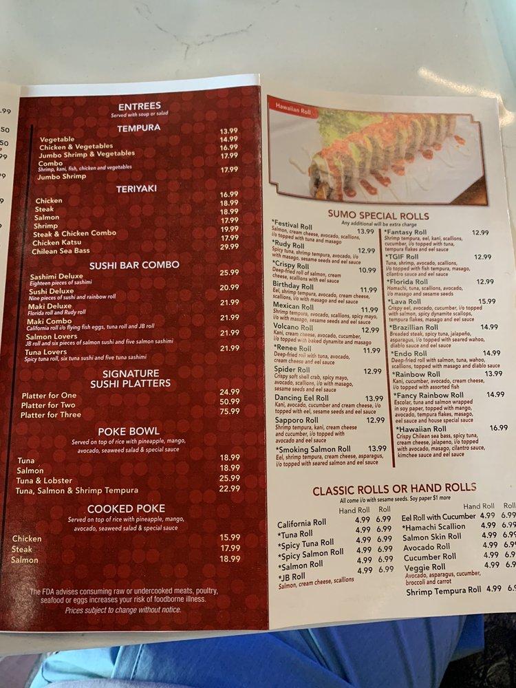 Sumo Sushi & Japanese меню