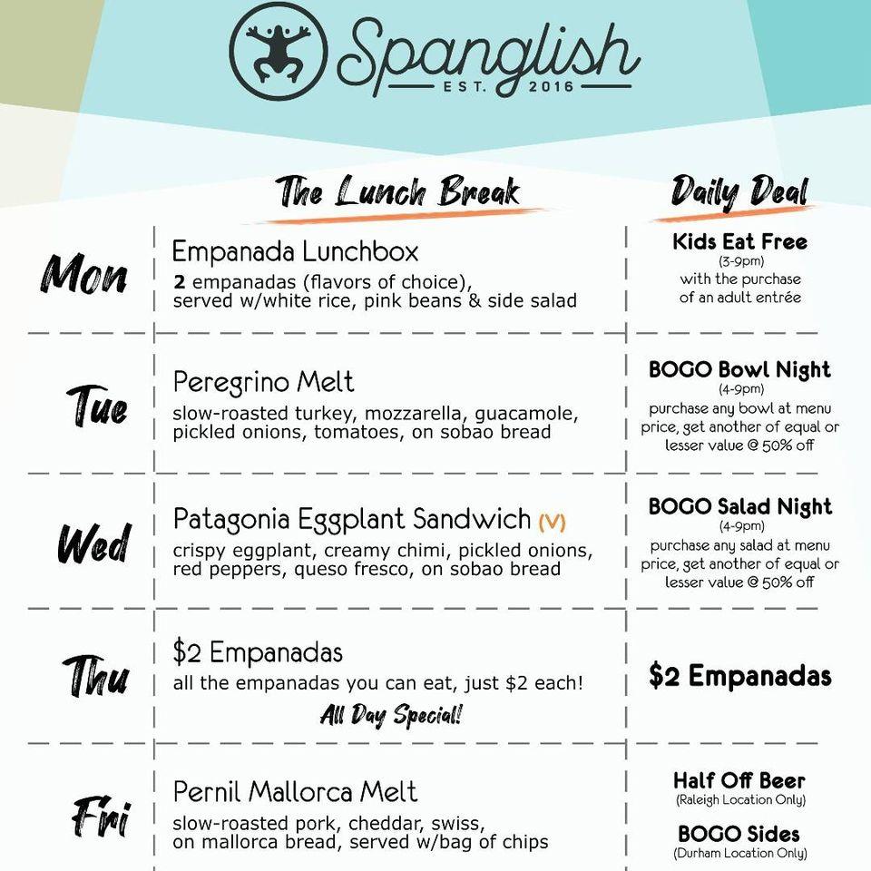 Spanglish меню