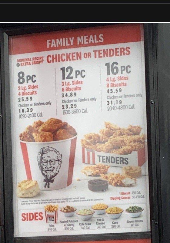 KFC меню