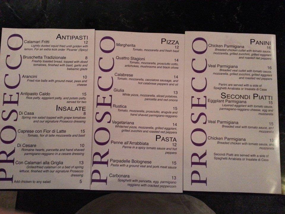 Prosecco меню