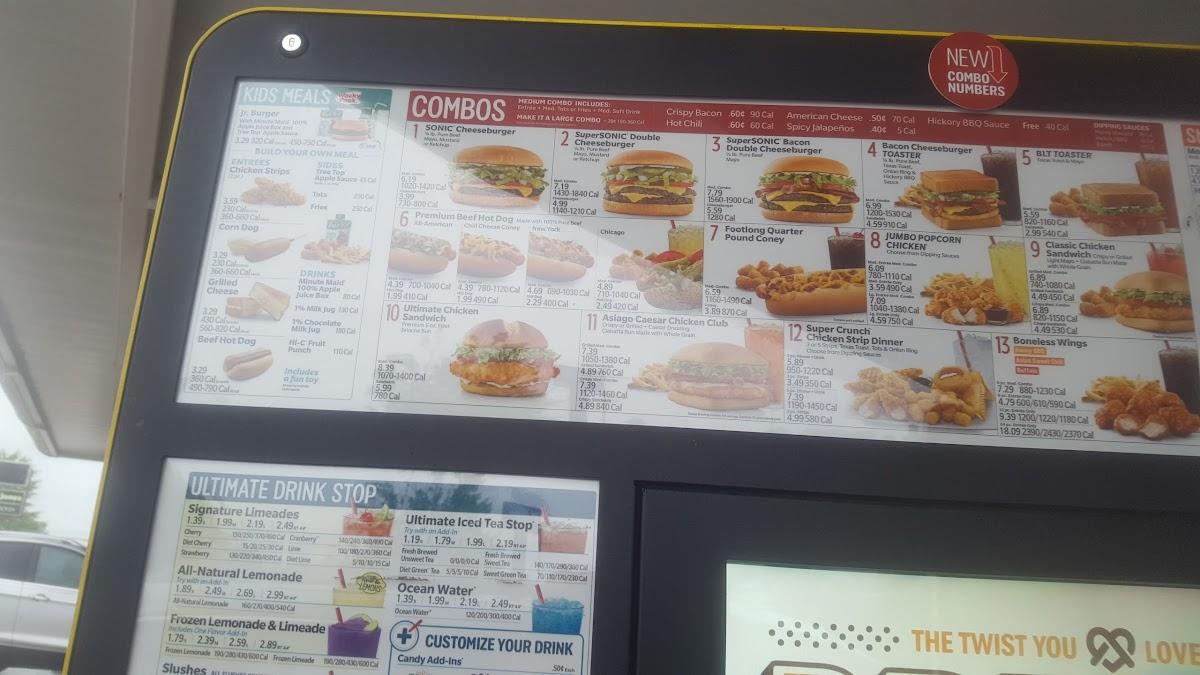 Sonic Drive-In меню
