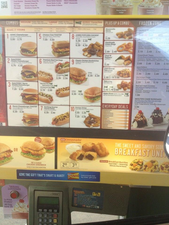 Sonic Drive-In меню