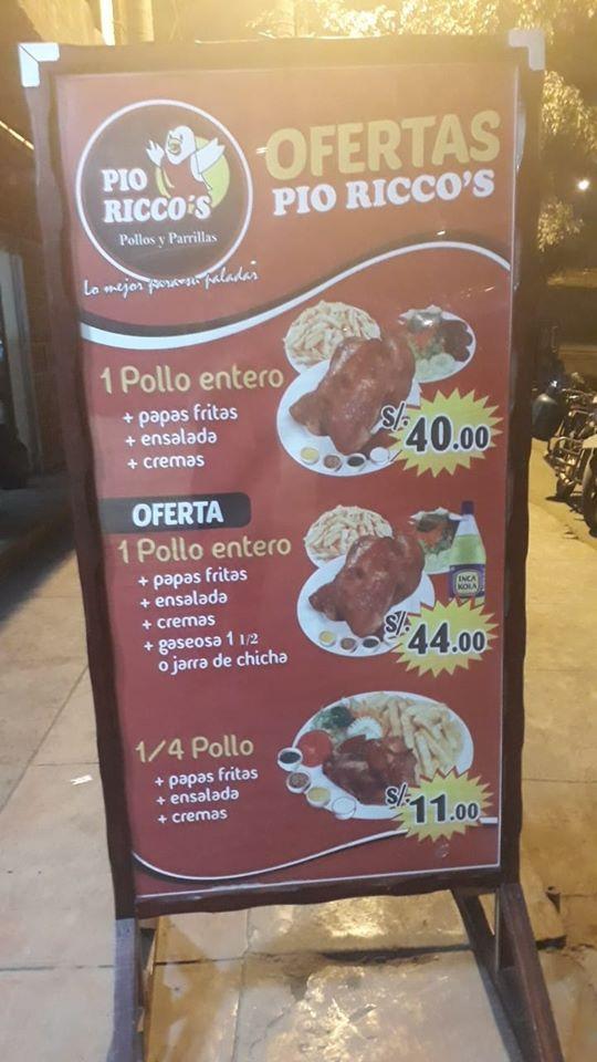 Pollería Pio Riccos меню