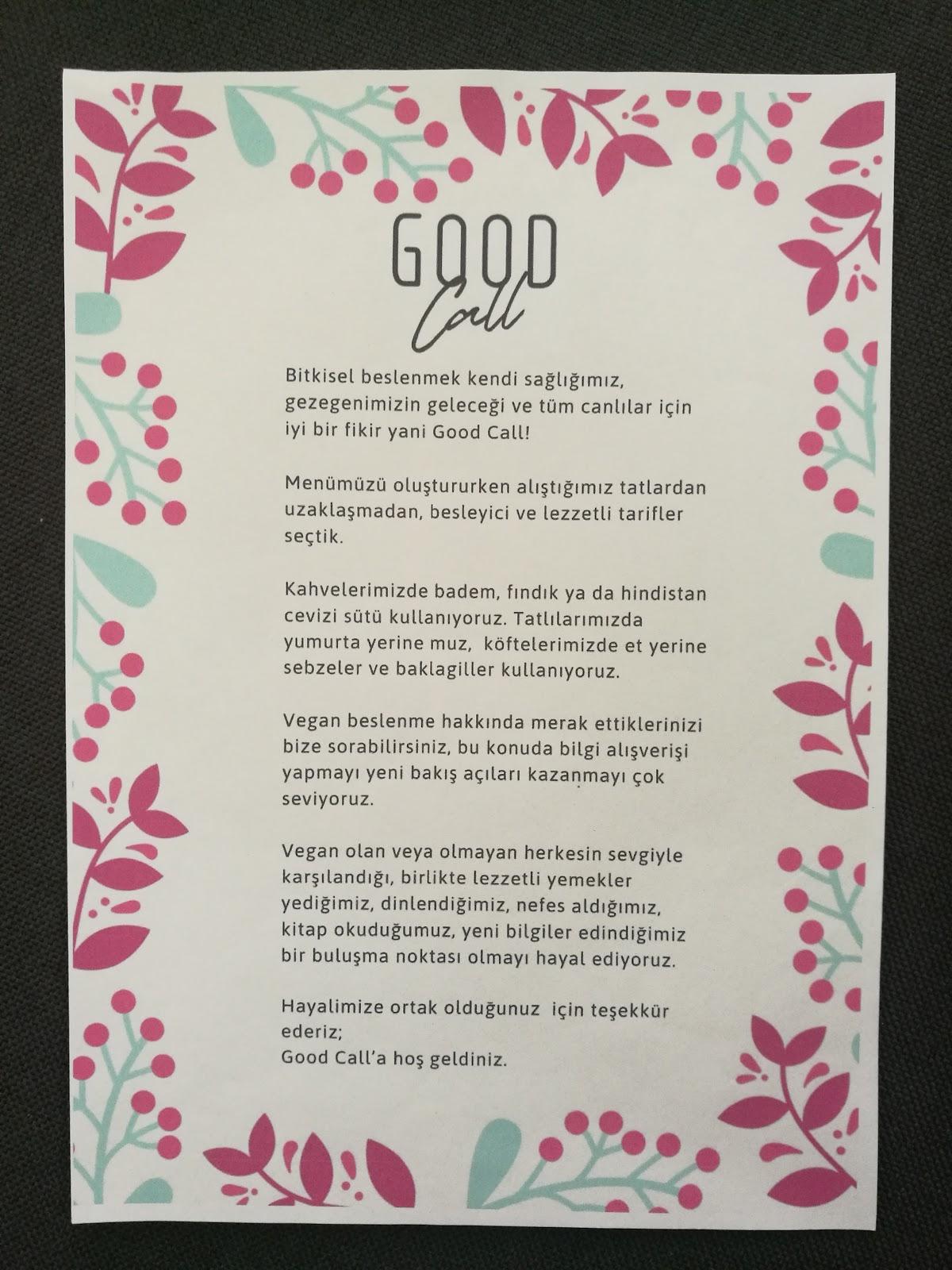 Good Call Cafe меню