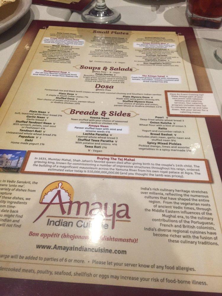 Amaya Indian Cuisine меню