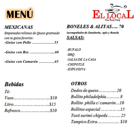 El Local Navojoa меню
