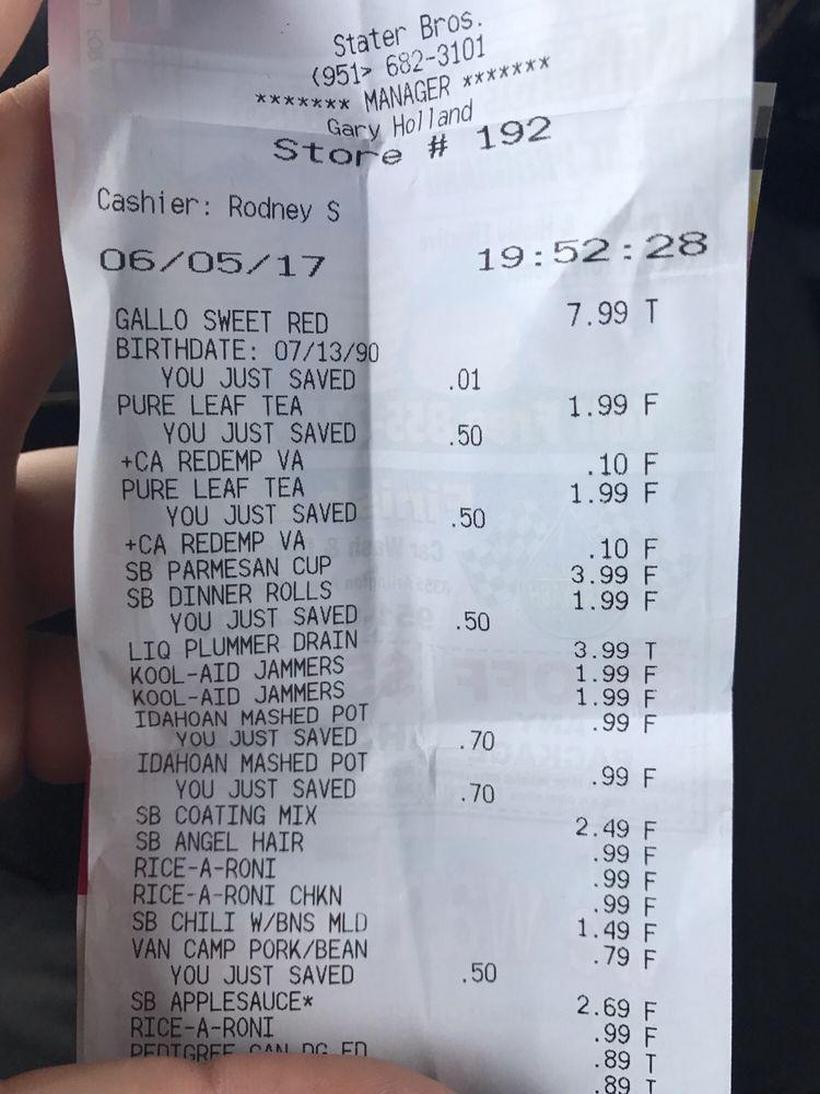 Stater Bros. Markets меню