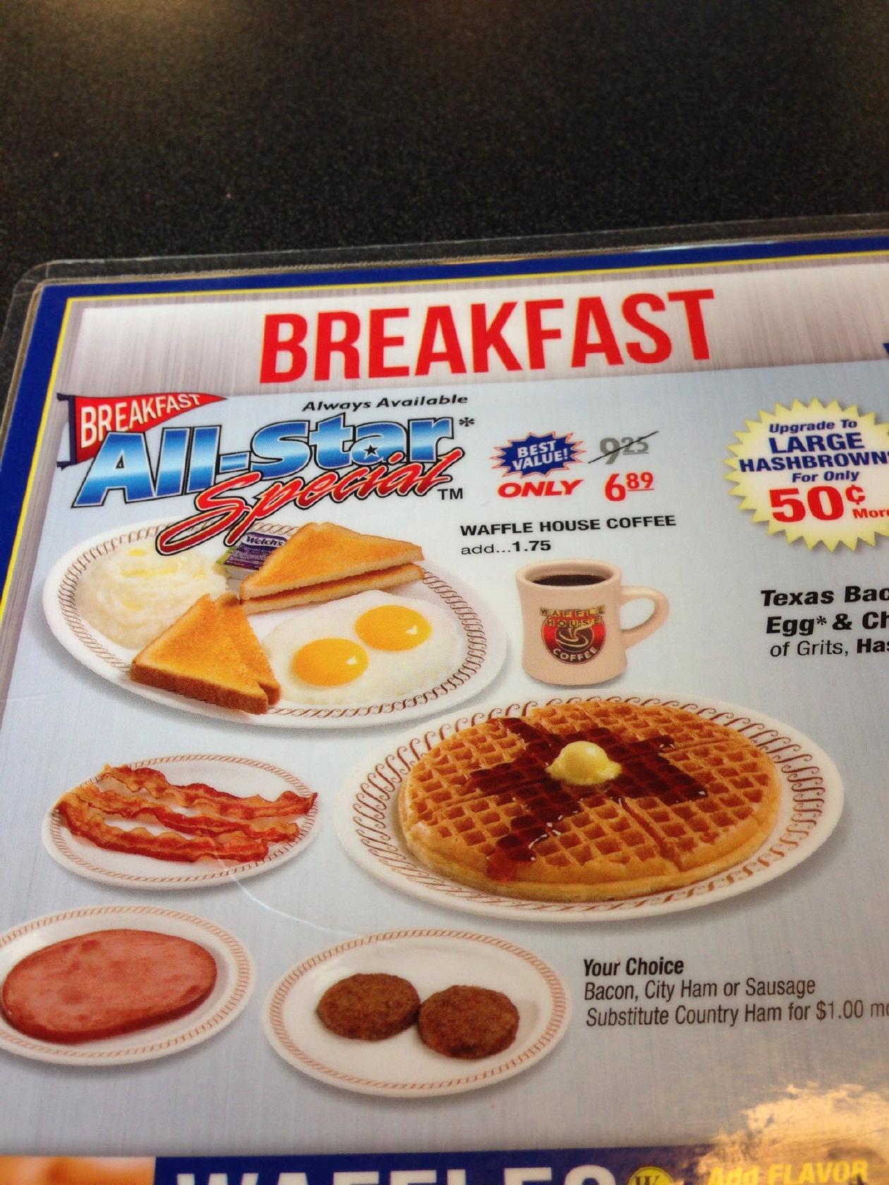 Waffle House меню