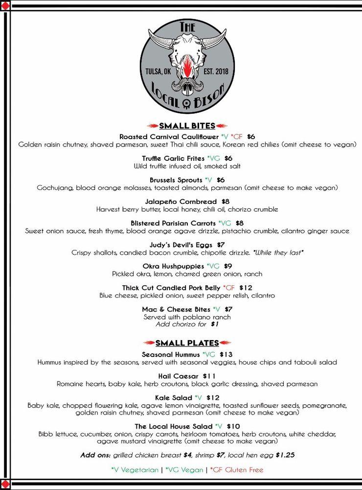 The Local Bison Kitchen & Bar меню