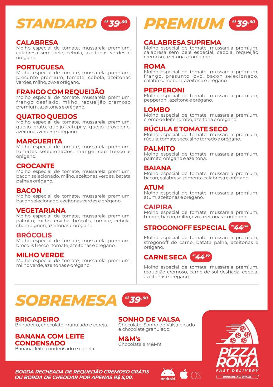 Pizza Roma Av. Brasil меню