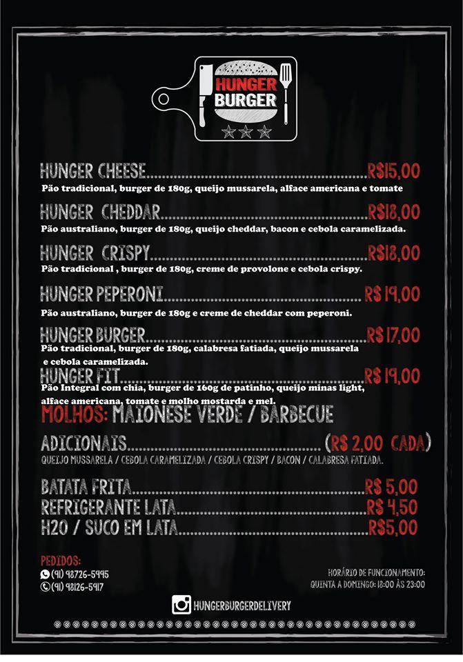Hunger Burger Belém PA меню