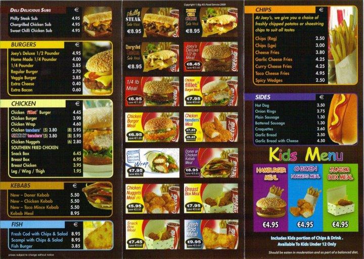 Joey's Pizzeria & Fast Food Family Restaurant меню