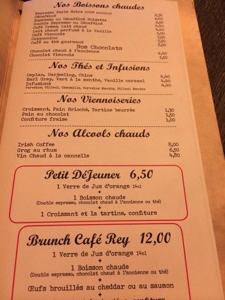 Café Rey Bastille меню