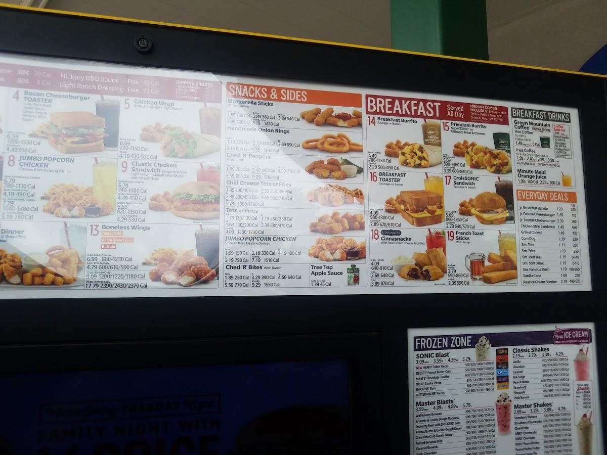 Sonic Drive-In меню