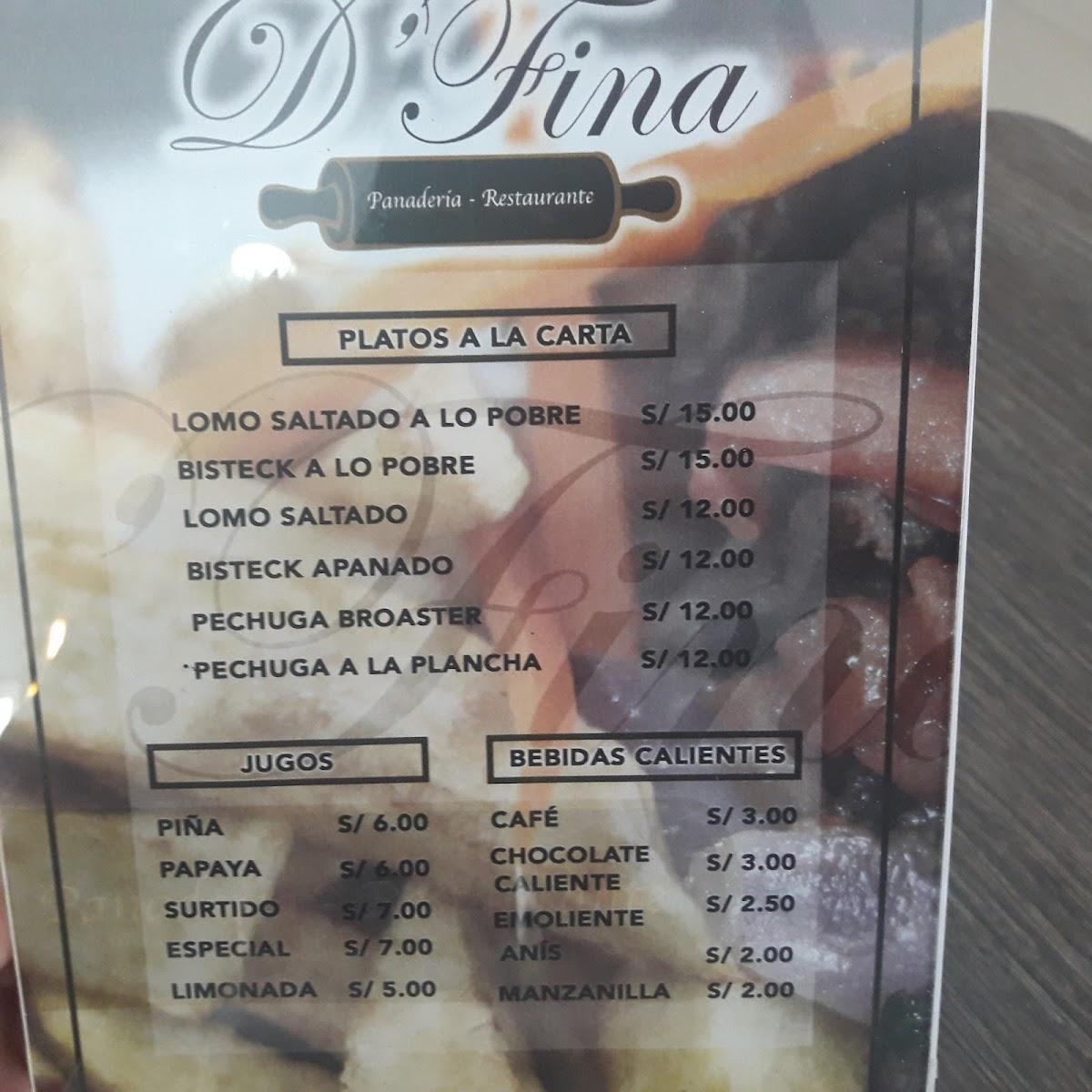 Dfina Restaurante меню
