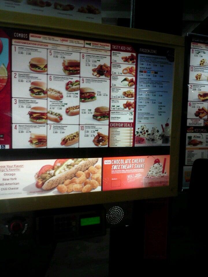 Sonic Drive-In меню