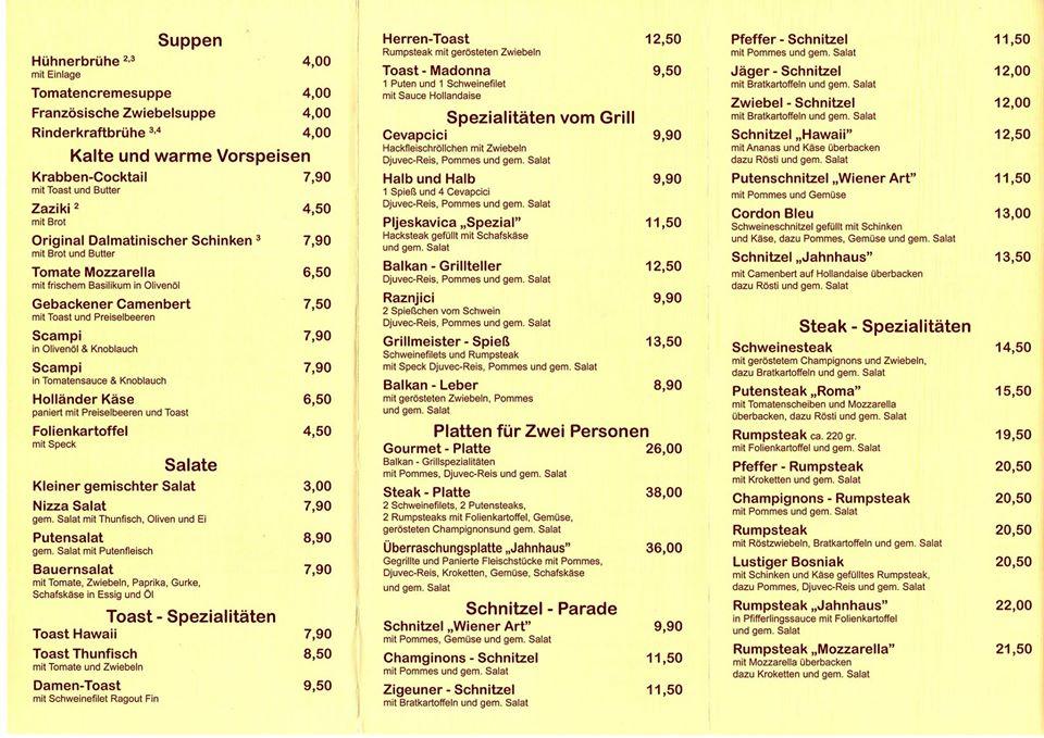 Restaurant Velbert меню