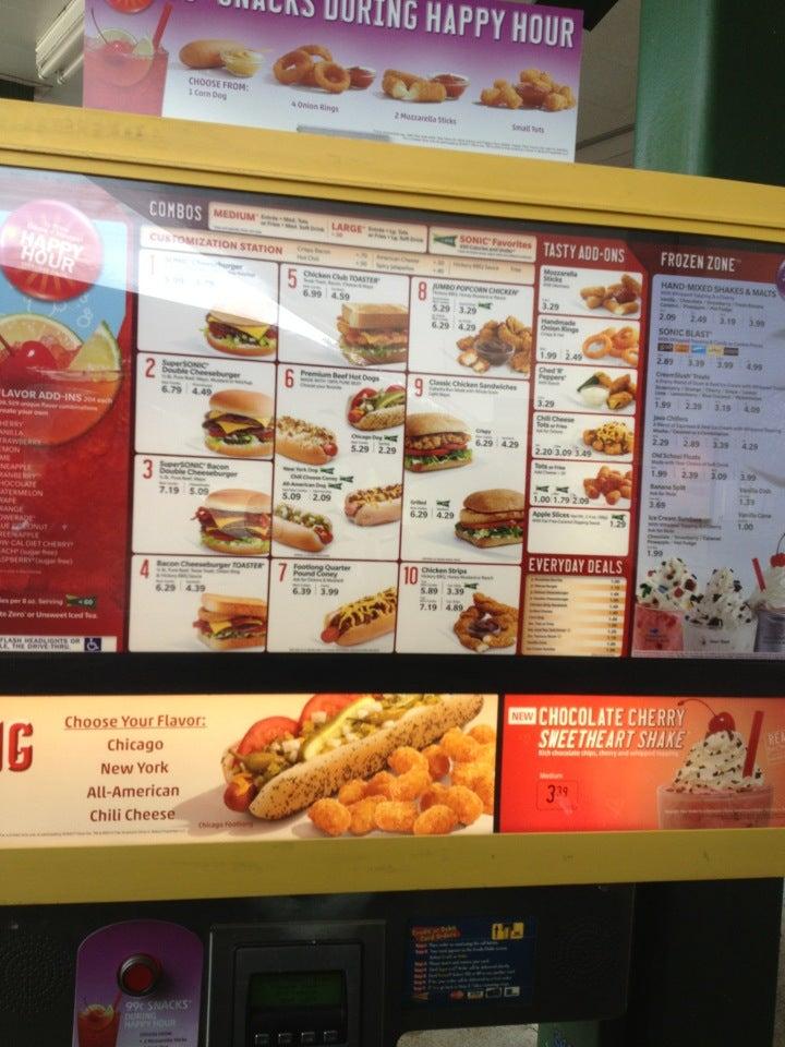 Sonic Drive-In меню