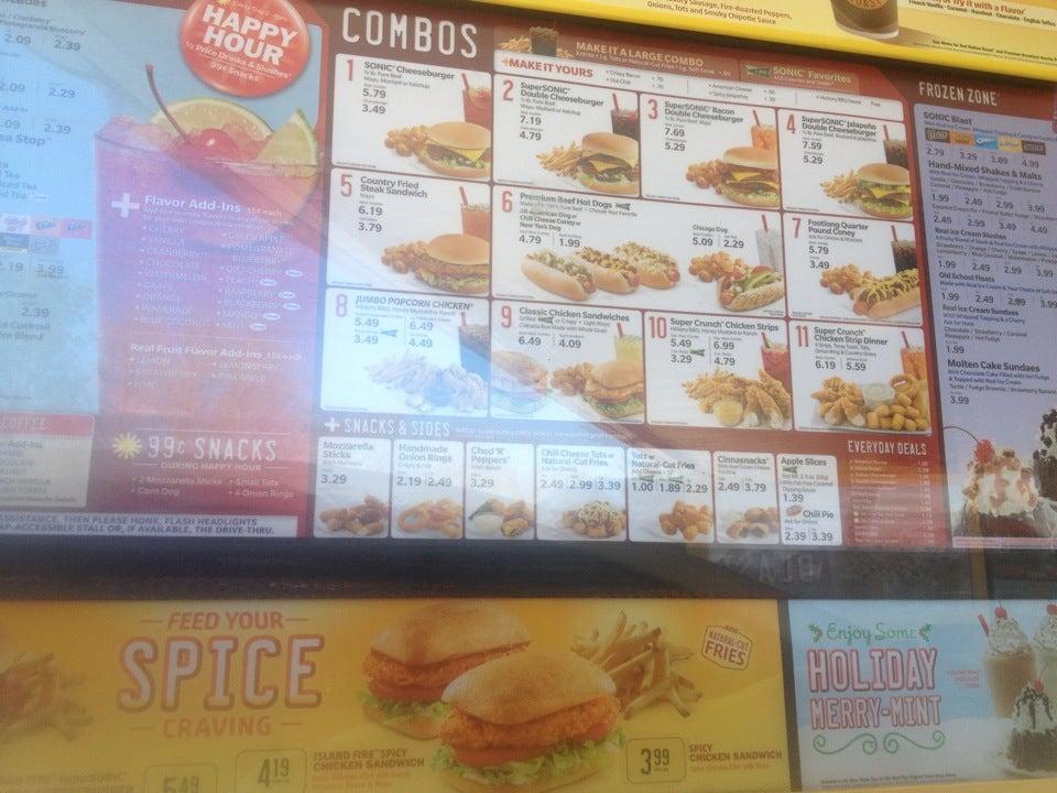 Sonic Drive-In меню